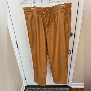 Loft Pull on Slim Pants in Faux Leather-Safari Sand